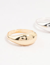Mixed Metal Chunky Stacking Rings 2-Pack - link has visual effect only