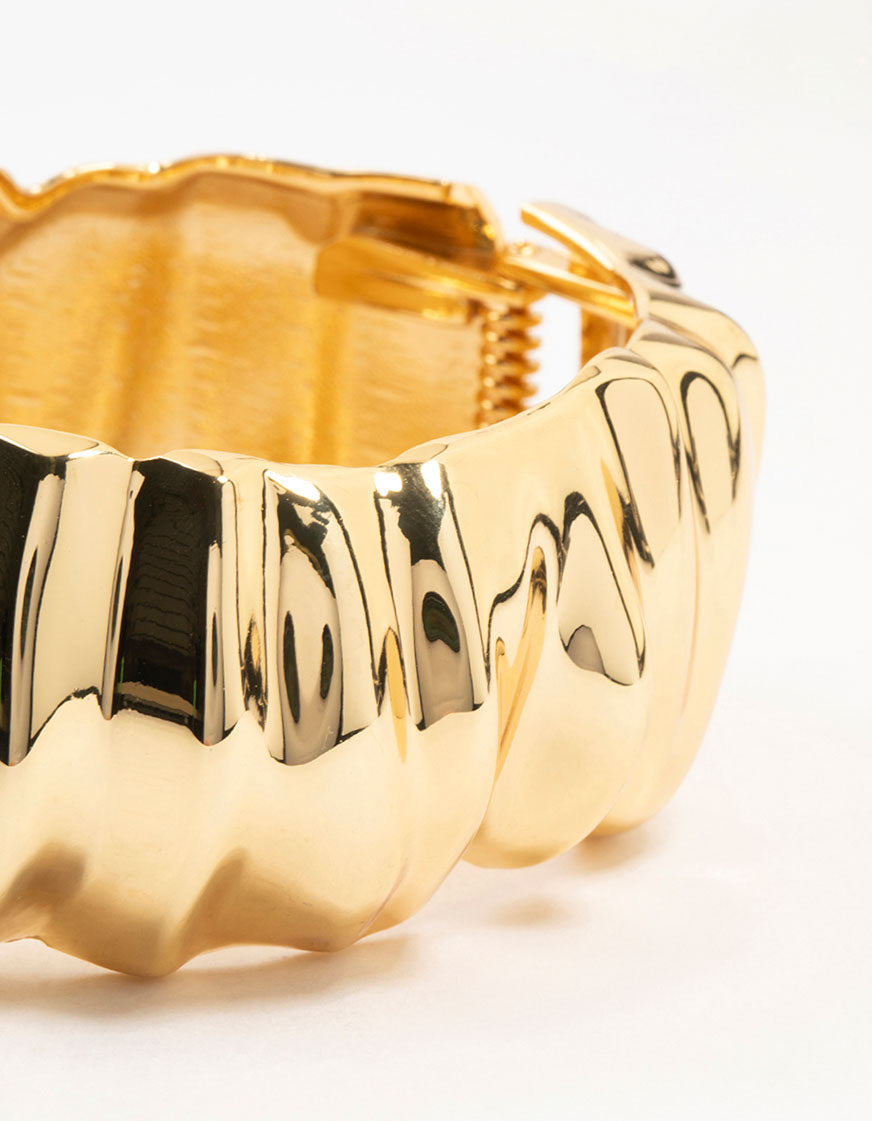 Gold Plated Chunky Ripple Bangle