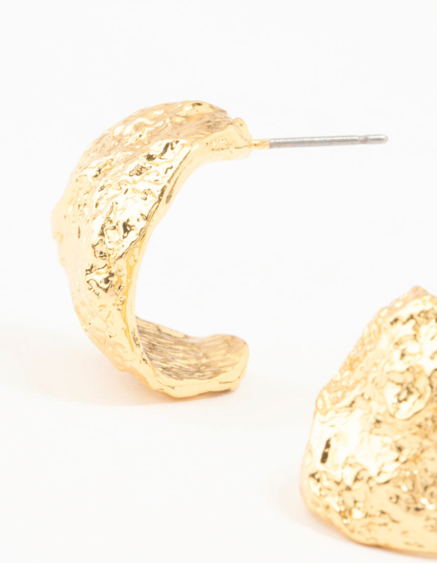 Gold Plated Brass Foil Hoop Earrings