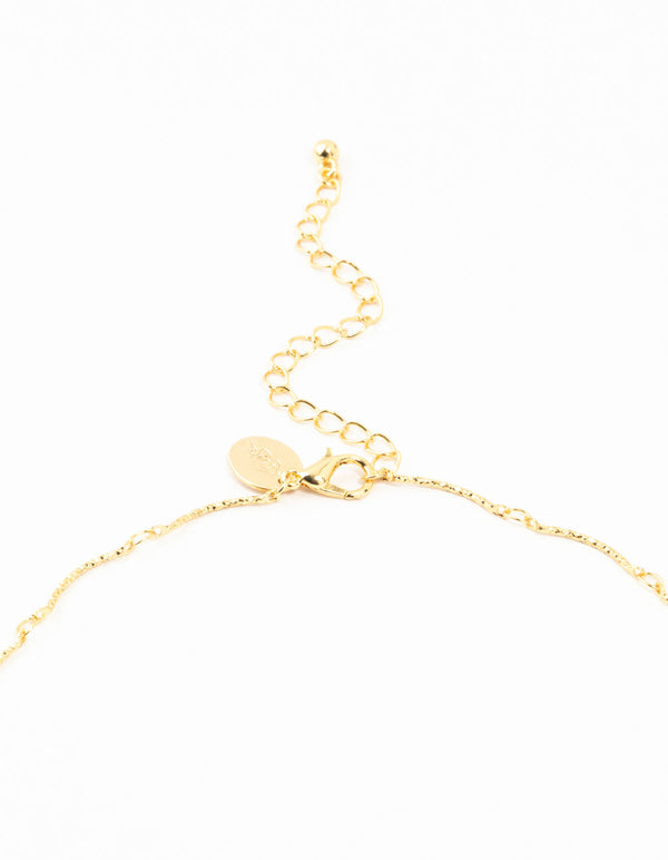 Gold Plated Brass Vine Crystal Charm Necklace