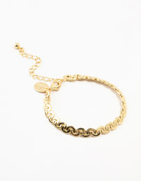 Gold Plated Brass C-Link Chain Bracelet - link has visual effect only