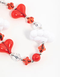 Red & White Cloud Heart Keychain - link has visual effect only