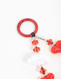 Red & White Cloud Heart Keychain - link has visual effect only