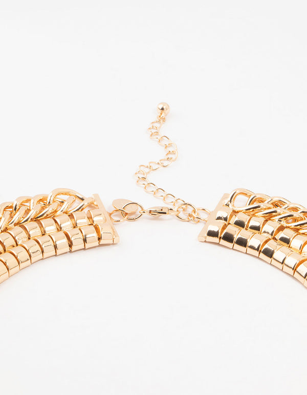 Gold Multiple Chains Chunky Necklace