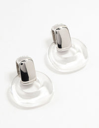 Silver Acrylic Stud Earrings - link has visual effect only