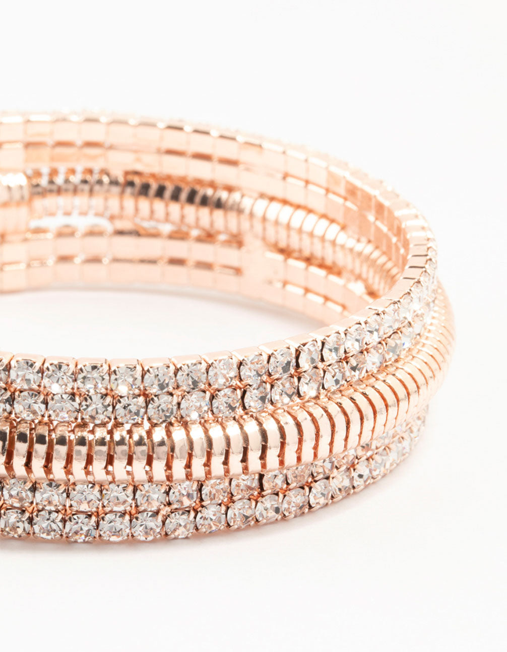Rose Gold Clear Diamante Open Wrist Cuff