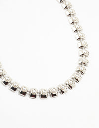 Large Silver Pearl Chain Short Necklace - link has visual effect only