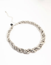 Silver Diamante Twisted Large Short Necklace - link has visual effect only