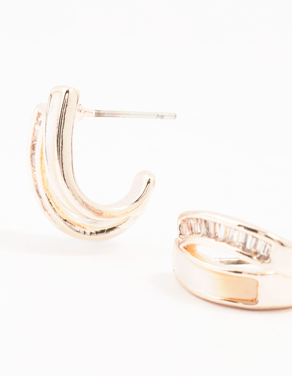 Rose Gold Plated  Double Cubic Zirconia & Mother Of Pearl Jacket Earrings