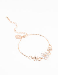 Rose Gold Plated Large Cubic Zirconia Flower Station Bracelet - link has visual effect only