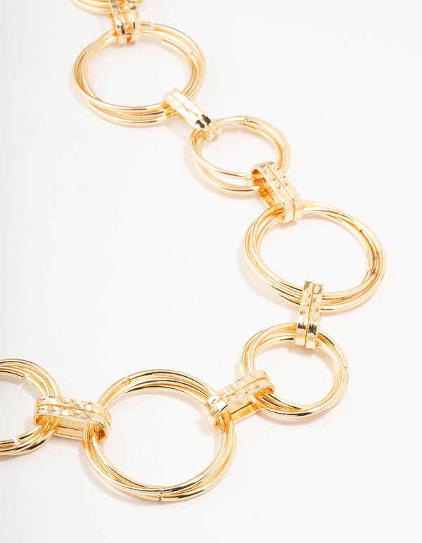 Large Gold Mixed Circle Link Belt