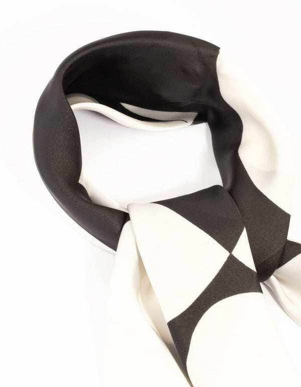 Classic Black Geometric Fabric Scarf
