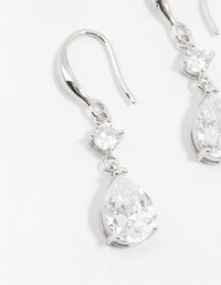 Silver Cubic Zirconia Hook Drop Earrings - link has visual effect only