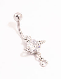 Surgical Steel Cubic Zirconia Planet Belly Bar - link has visual effect only