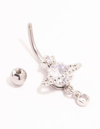 Surgical Steel Cubic Zirconia Planet Belly Bar - link has visual effect only