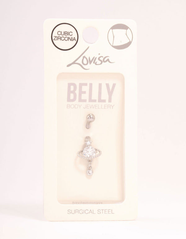 Surgical Steel Cubic Zirconia Planet Belly Bar