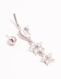 Surgical Steel Cubic Zirconia Pear Flower Drop Belly Bar - link has visual effect only
