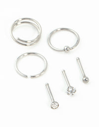 Surgical Steel Nose Stud & Spirals 6-Pack - link has visual effect only