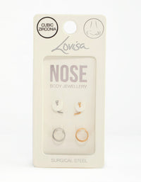 Mixed Metals Nose Stud & Spiral 4-Pack - link has visual effect only