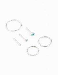 Surgical Steel Fine Graduating Cubic Zirconia Nose Ring & Stud 6-Pack - link has visual effect only