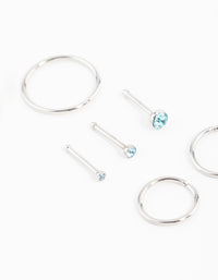 Surgical Steel Fine Graduating Cubic Zirconia Nose Ring & Stud 6-Pack - link has visual effect only