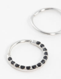 Surgical Steel Black Cubic Zirconia Textured Nose Rings 2-Pack - link has visual effect only