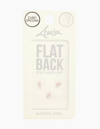 Rose Gold Plated Surgical Steel Pink Cubic Zirconia Flat Backs 3-Pack - link has visual effect only