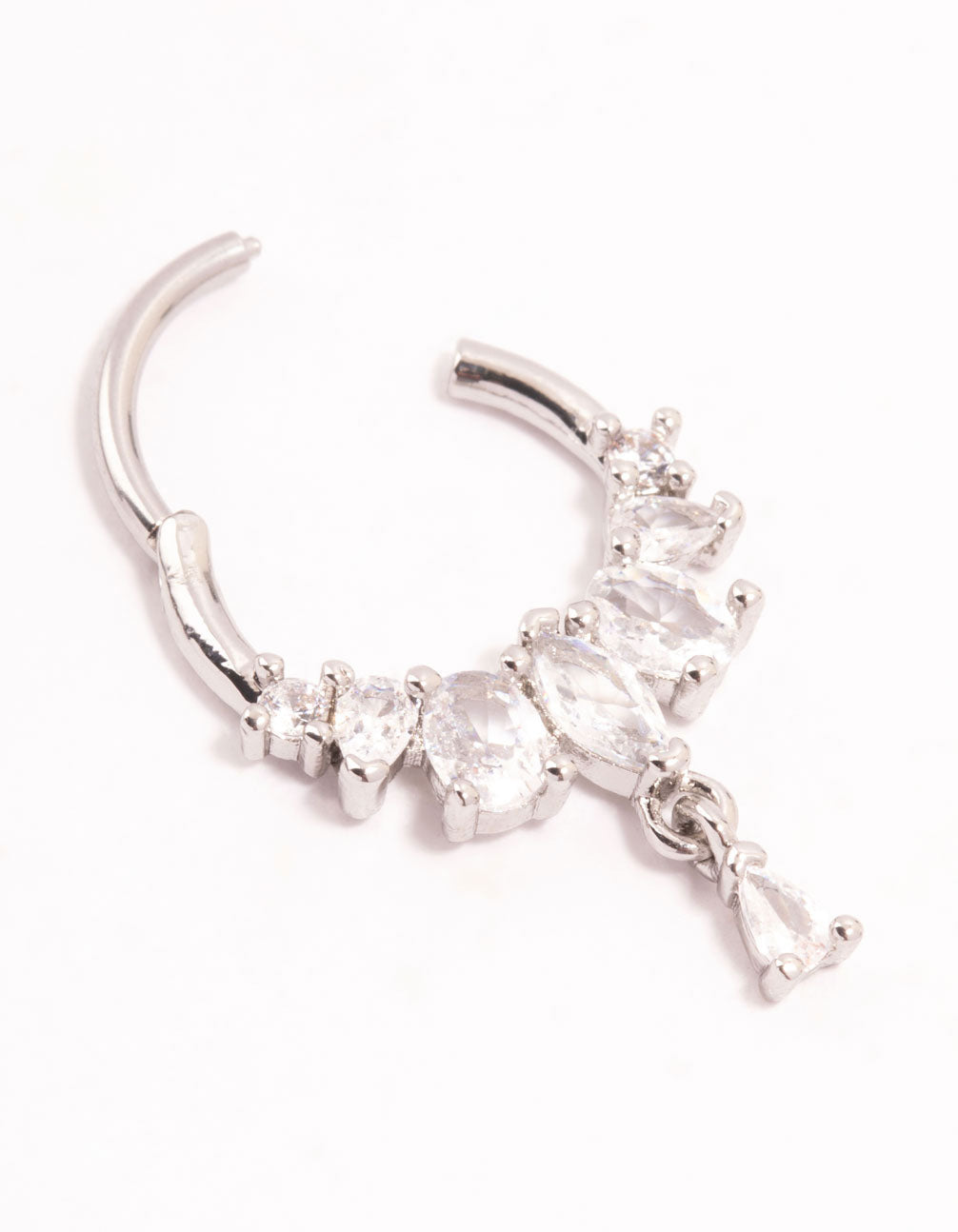Surgical Steel Mixed Cut Stone Drop Clicker Ring
