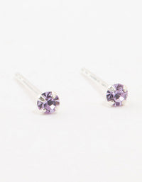 Sterling Silver Purple Czech Bohemia Crystal Stud Earrings - link has visual effect only