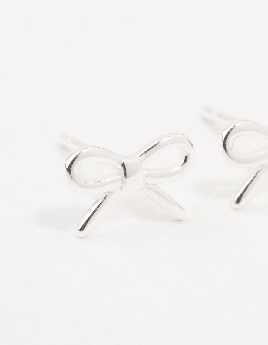 Sterling Silver Cut Out Bow Stud Earrings