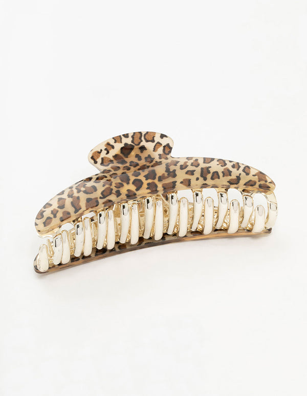 Leopard Print  Curved Hair Claw Clip