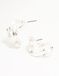 Silver Cuban Link Hoop Earrings - link has visual effect only