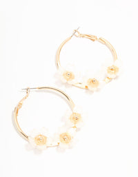 Gold Acrylic Flower Hoop Earrings - link has visual effect only