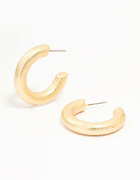 Gold Foil Textured Thick Hoop Earrings - link has visual effect only