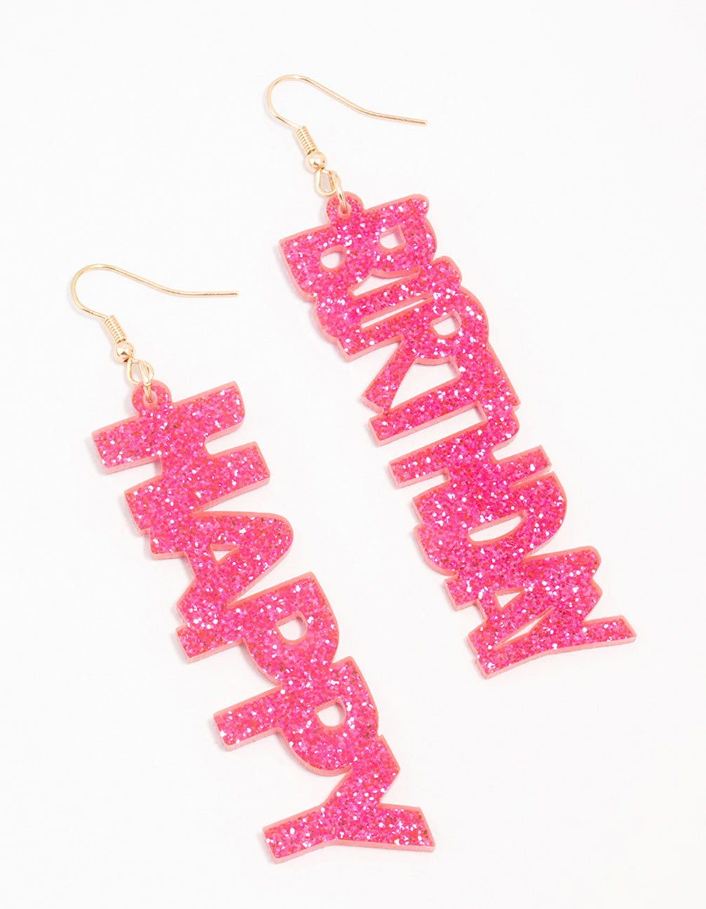 Pink Acrylic Happy Birthday Drop Earrings Lovisa