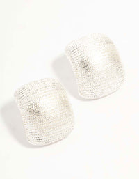 Silver Curved Textured Stud Earrings - link has visual effect only