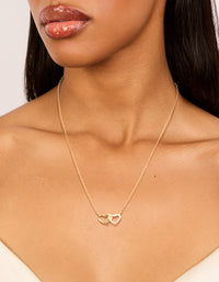 Gold Plated Sterling Silver Double Heart Cubic Zirconia Necklace - link has visual effect only