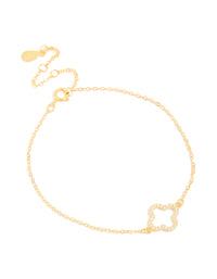 Gold Plated Sterling Silver Cubic Zirconia Flower Bracelet - link has visual effect only