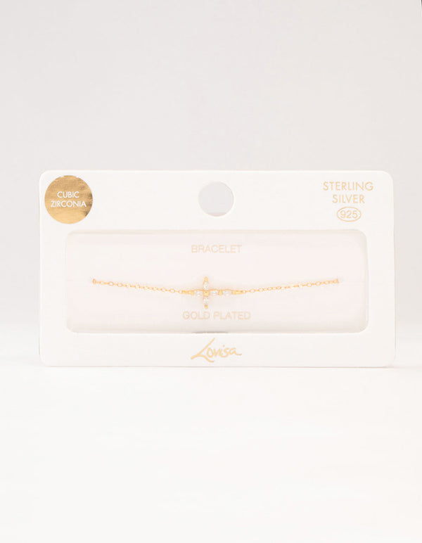 Gold Plated Sterling Silver Marquise Cross Bracelet