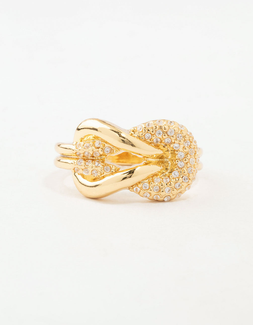 Gold Bold Diamante Knotted Ring