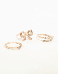 Rose Gold Precious Bow Ring 3-Pack - link has visual effect only