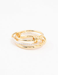 Gold & Silver Plated Diamante Rondell Stacked Ring - link has visual effect only