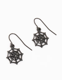 Black Coated Metal Spiderweb Drop Earrings - link has visual effect only