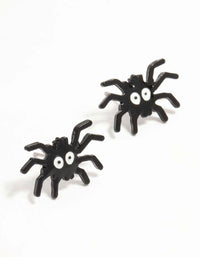 Black Spider Face Coated Metal Stud Earrings - link has visual effect only