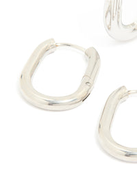 Waterproof Stainless Steel Square Oval Hoop Earrings 2-Pack - link has visual effect only