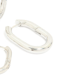 Waterproof Stainless Steel Square Oval Hoop Earrings 2-Pack - link has visual effect only