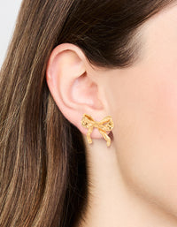 Waterproof Gold Plated Stainless Steel Molten Bow Stud Earrings - link has visual effect only