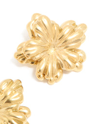 Waterproof Gold Plated Stainless Steel Floral Earrings - link has visual effect only