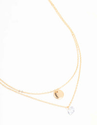 Gold Disc & Diamante Layered Necklace - link has visual effect only