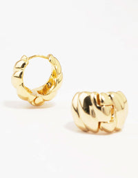 Gold Plated Textured Hoop Earrings - link has visual effect only